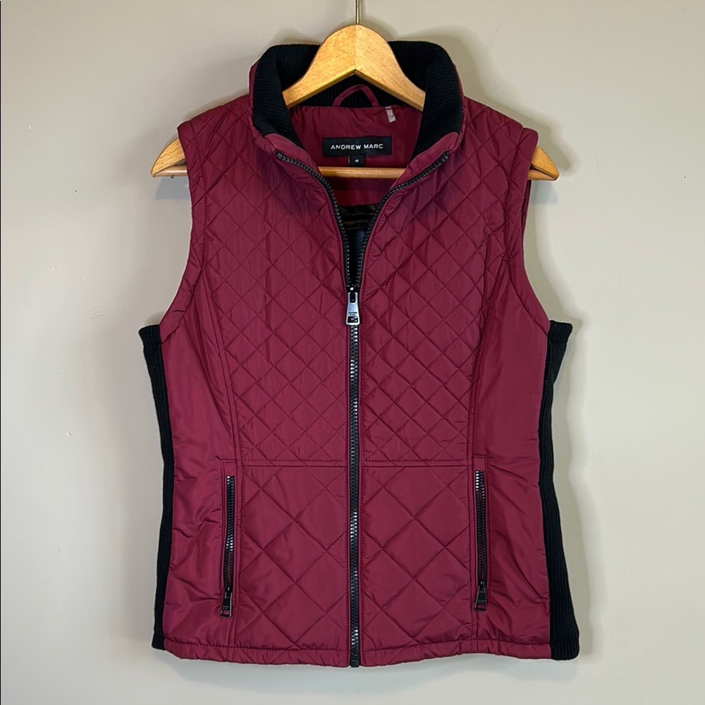 Andrew Marc Burgundy Quilted Vest Lightweight